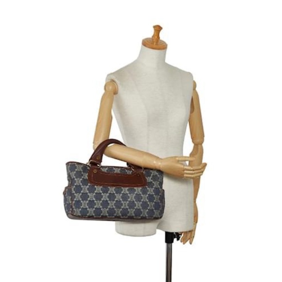 Authentic Céline Vintage Macadam Denim Boogie Handbag Blue/Brown - Picture 4 of 13